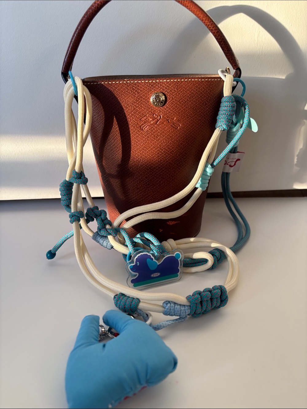 Blue and Crean Hand-braided versatile detachable lanyard